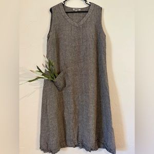 FLAX 100% linen Large sleeveless dress